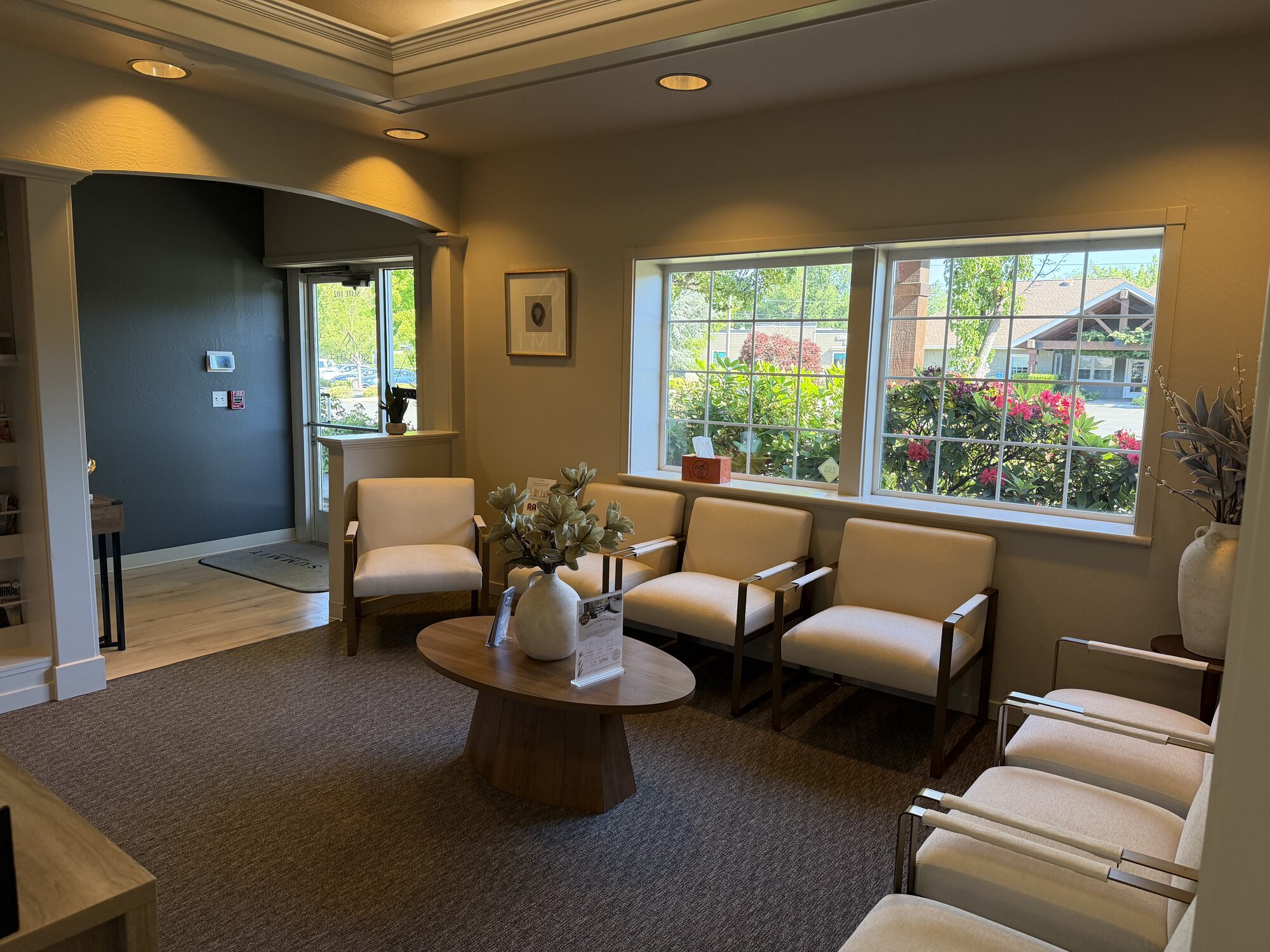 Summit Dermatology waiting room with comfortable seating and natural light